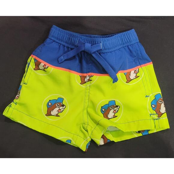 Baby Swim Trunks Shorts Buc-ee's‎ Beaver Cartoon Print Blue Green Size 6-9M - Picture 6 of 6